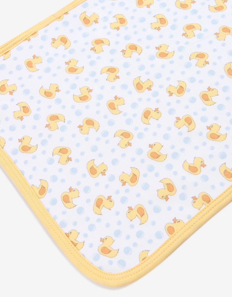 Baby Rubber Ducky Printed Burp Cloth in White