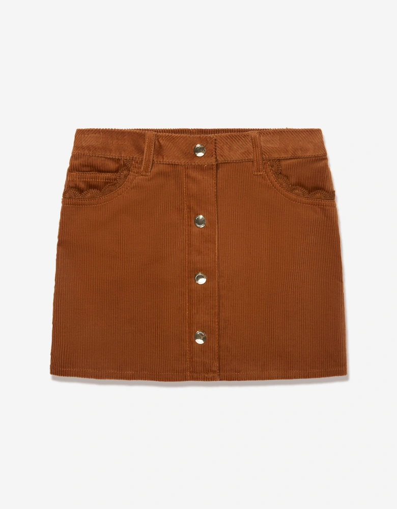 Girls Corduroy Skirt in Brown