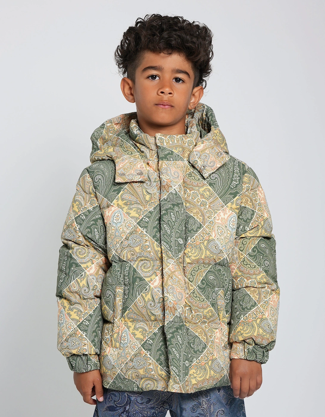Boys Paisley Puffer Jacket in Green, 5 of 4