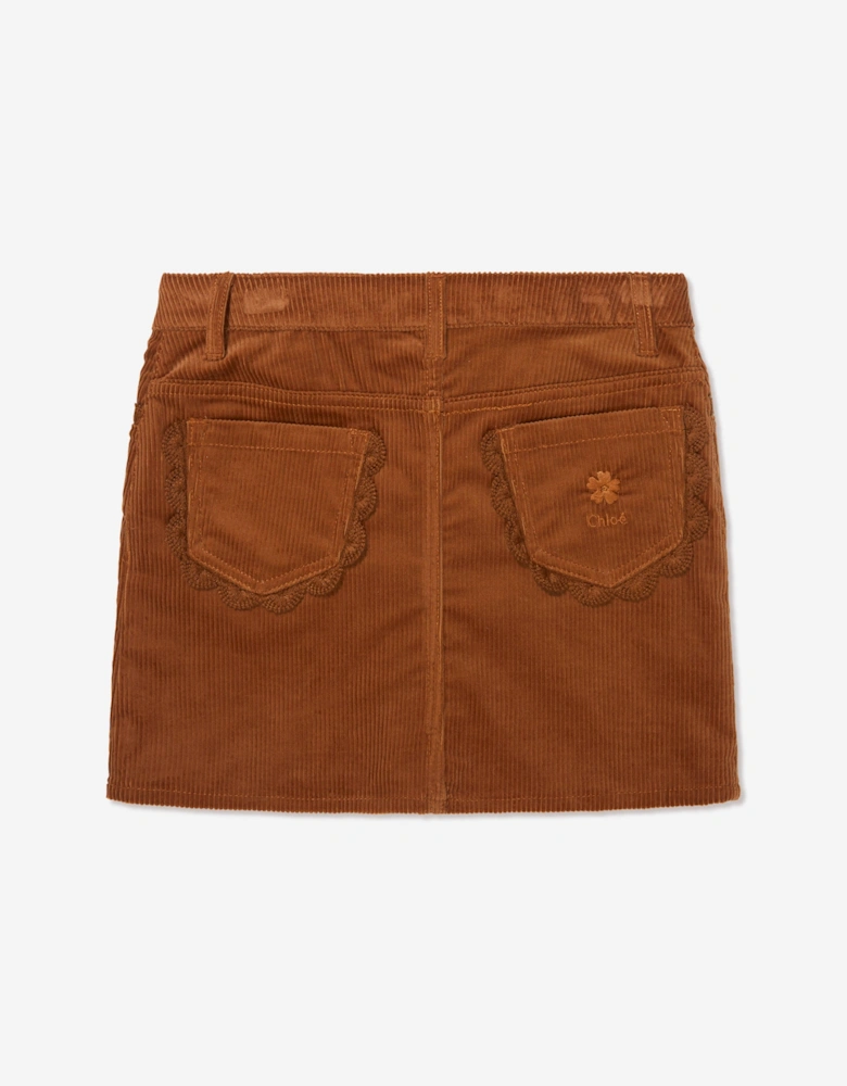 Girls Corduroy Skirt in Brown
