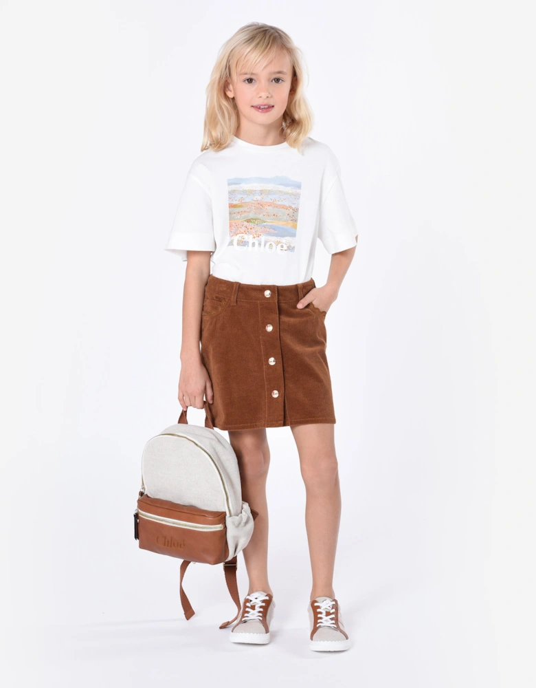 Girls Corduroy Skirt in Brown