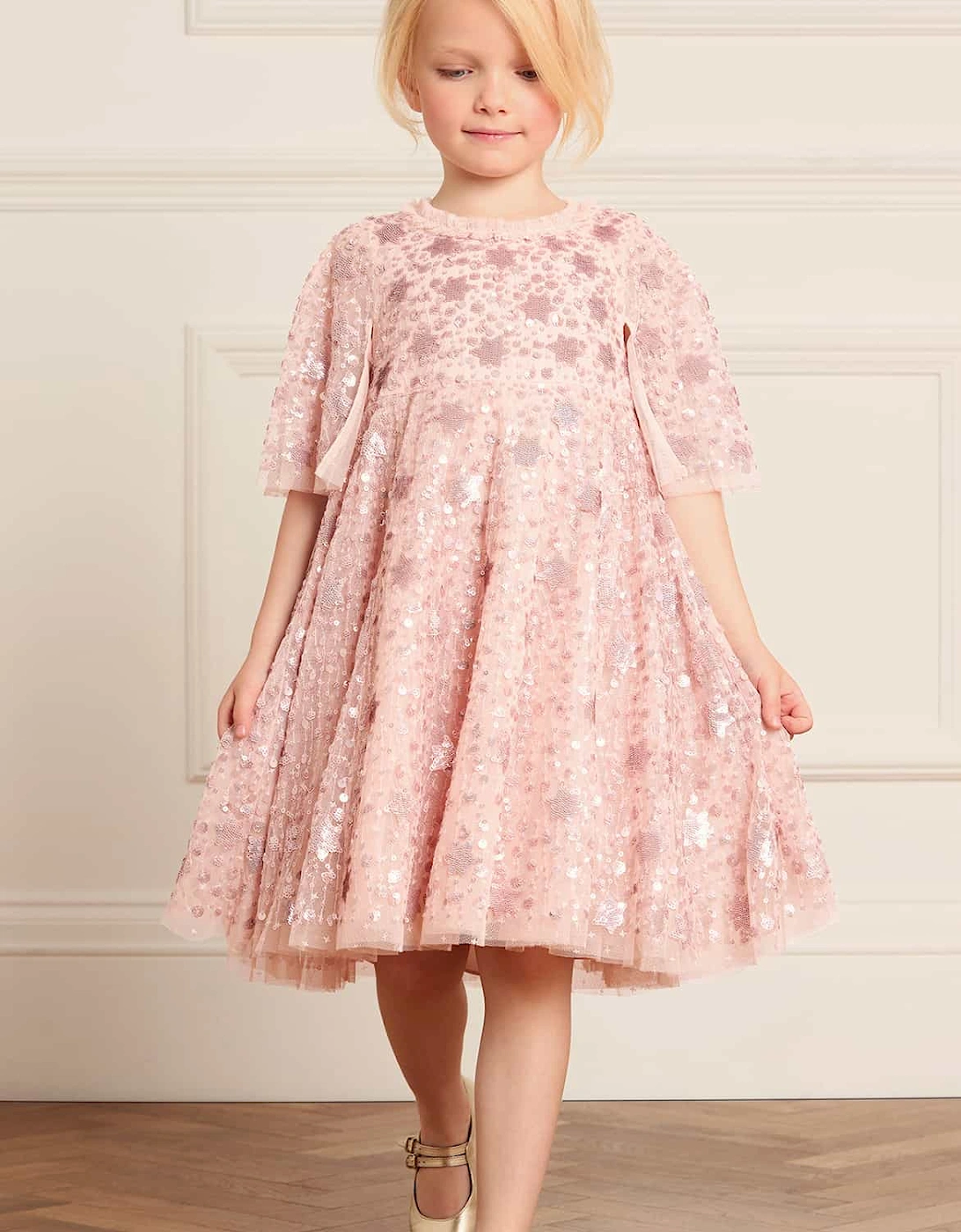 Girls Shooting Stars Dress in Pink