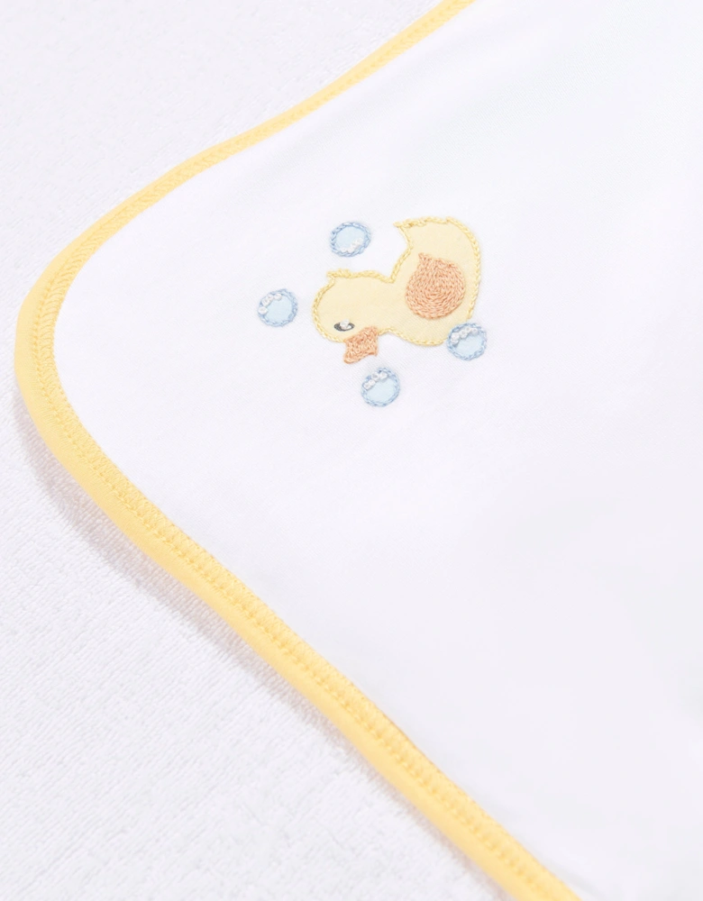 Baby Rubber Ducky Embroidered Towel in White