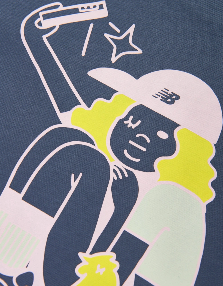 Girls Selfie Graphic T-Shirt in Blue