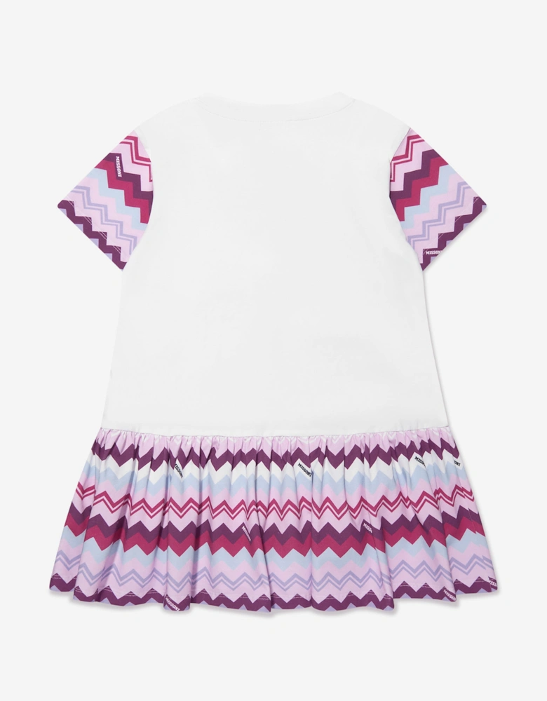 Girls Zigzag Dress in White
