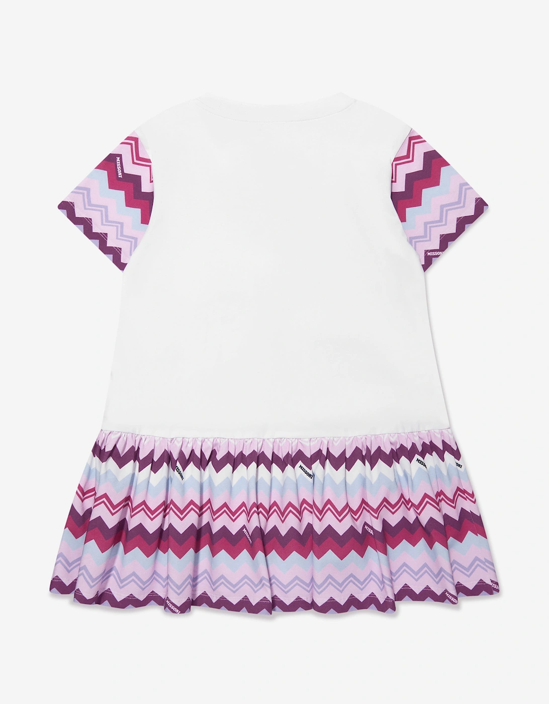Girls Zigzag Dress in White