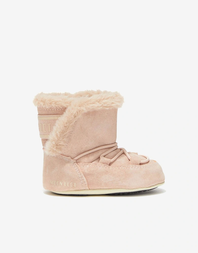 Moon Boot Baby Girls Suede Crib Boots in Pink