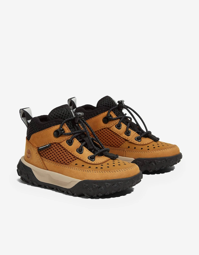 Boys Greenstride Motion 6-Mid Lace Up Trainers in Beige
