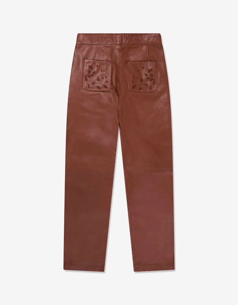 Girls Leather Trousers in Crimson