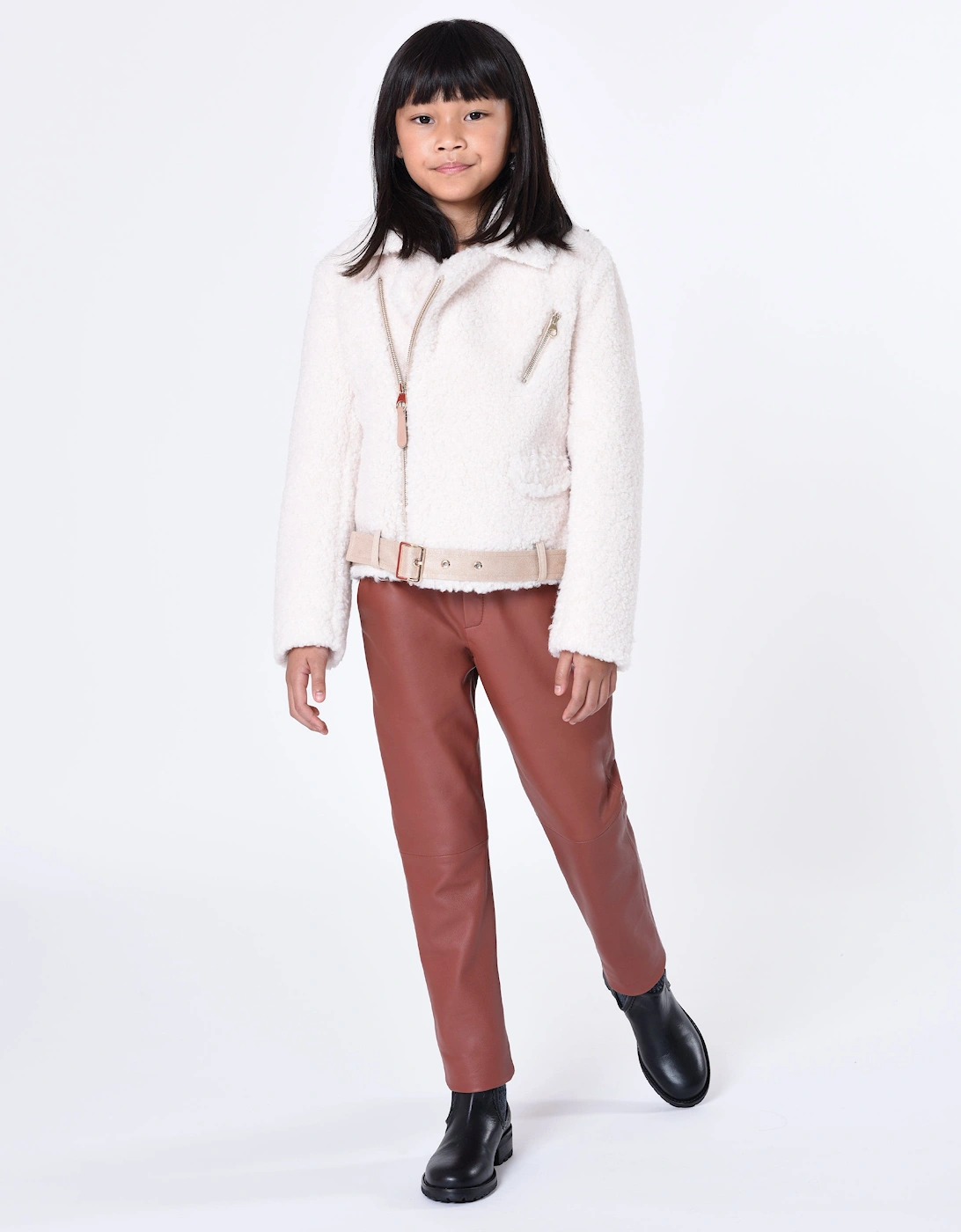 Girls Leather Trousers in Crimson