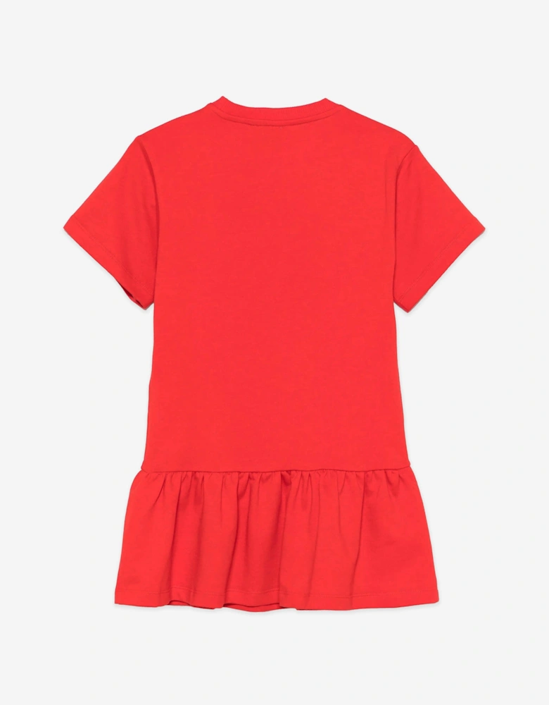 Girls Teddy Bear Logo Dress in Red