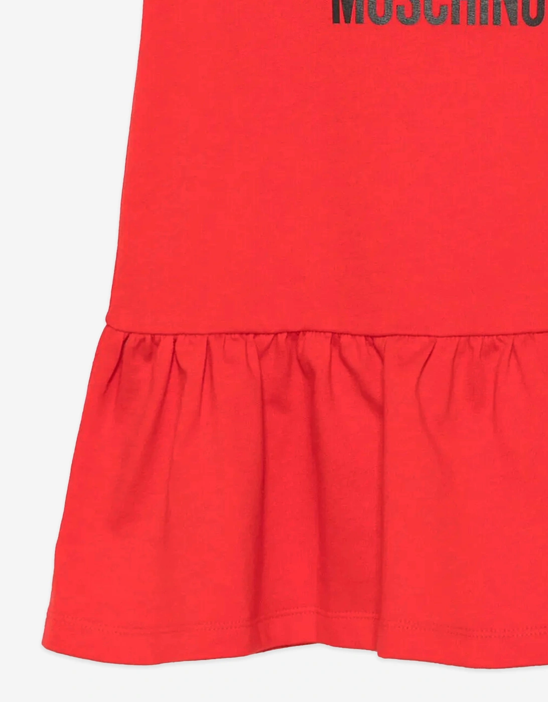 Girls Teddy Bear Logo Dress in Red