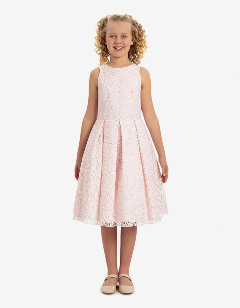 Girls Lace Dress with Bolero in Pink