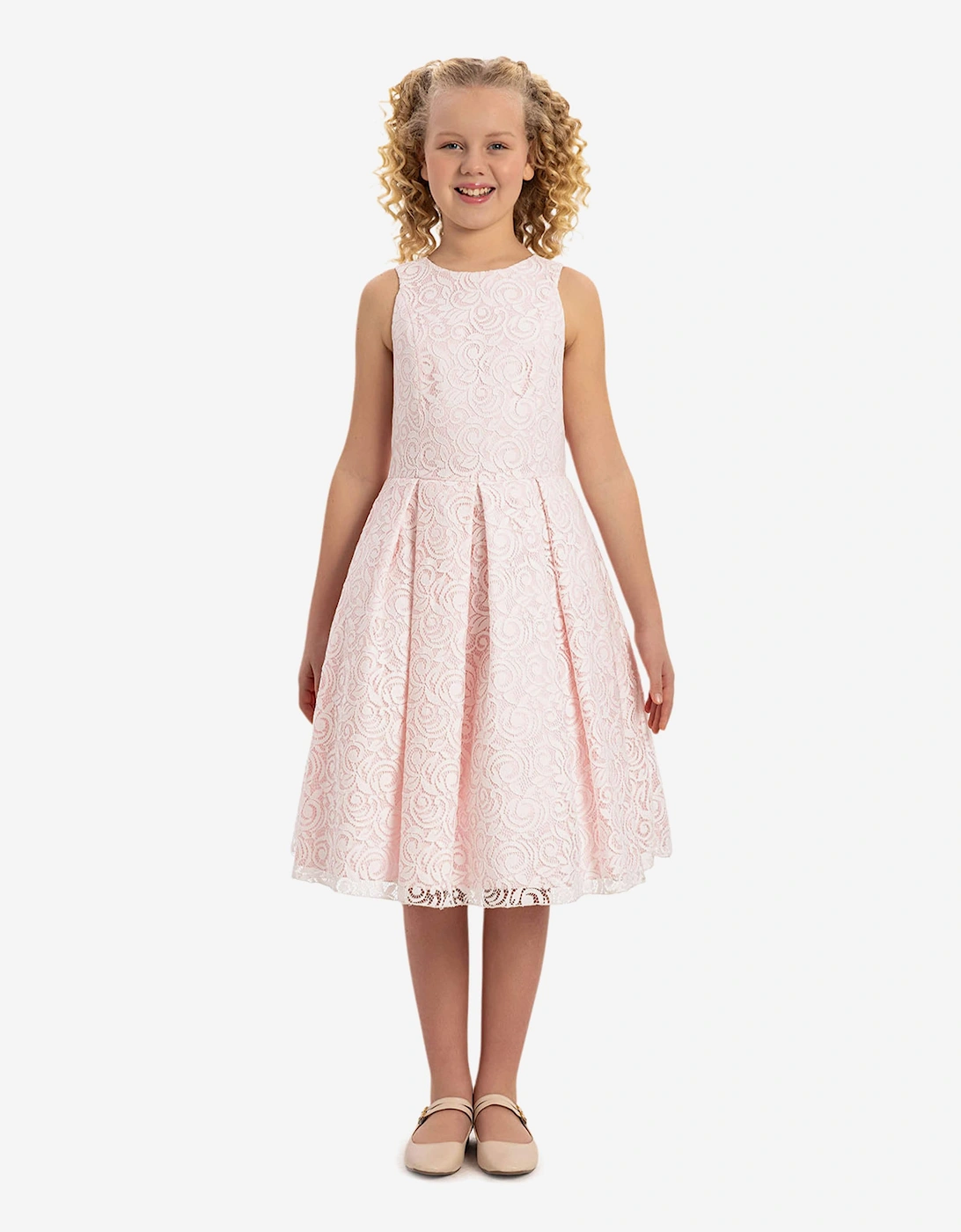 Girls Lace Dress with Bolero in Pink