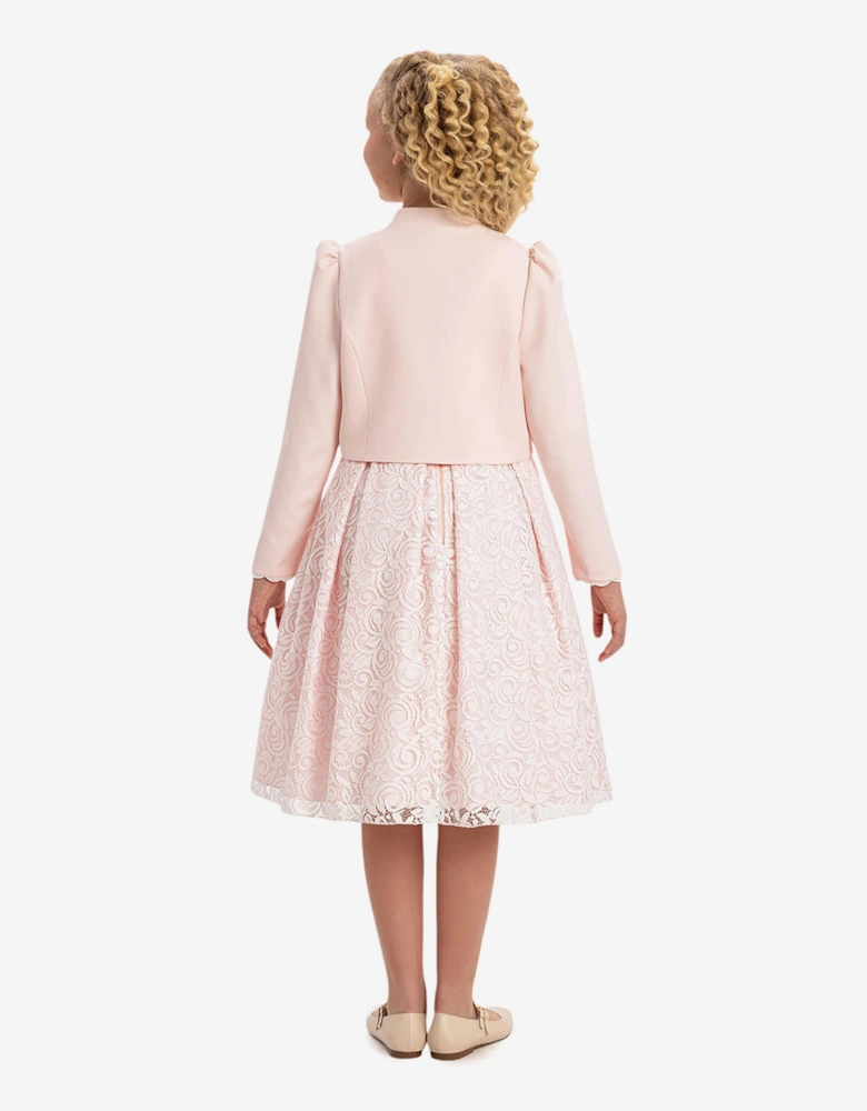 Girls Lace Dress with Bolero in Pink
