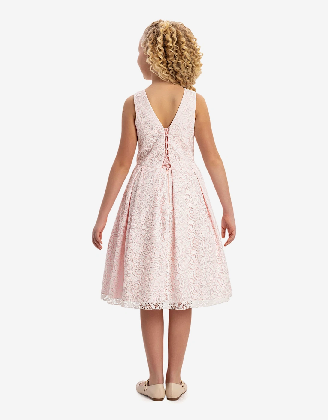 Girls Lace Dress with Bolero in Pink