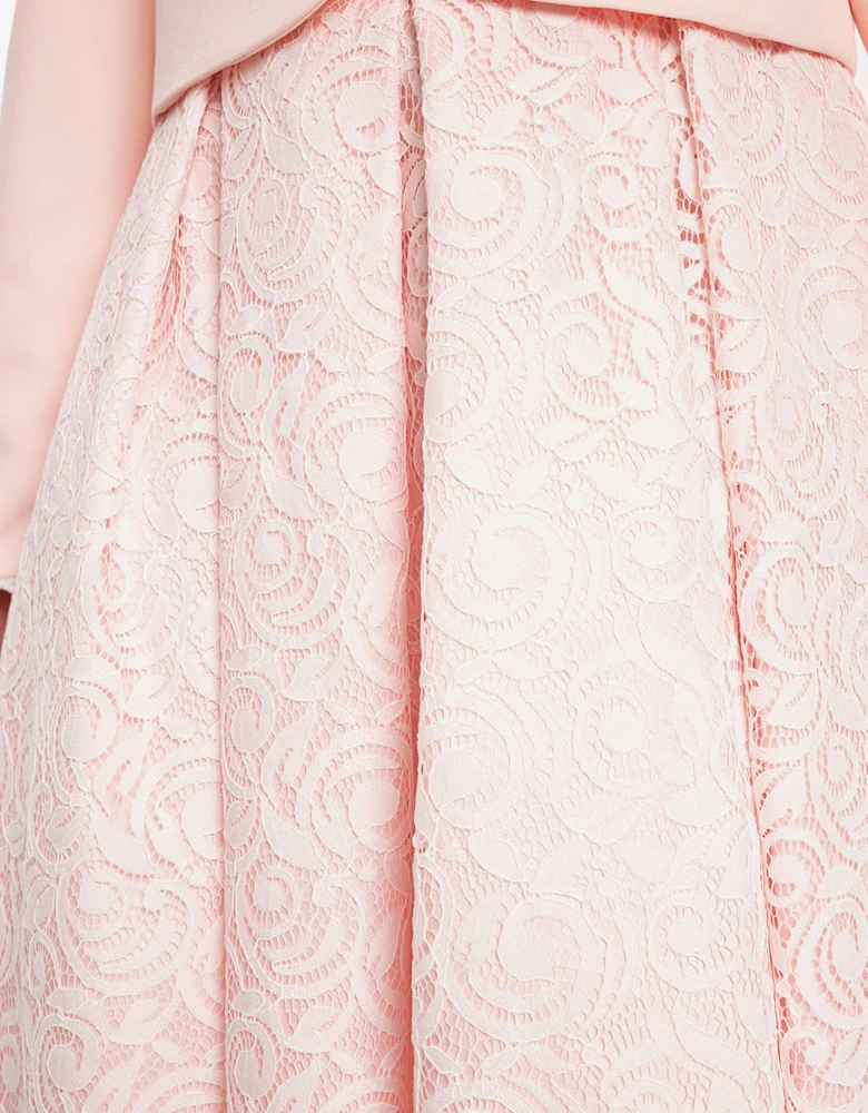 Girls Lace Dress with Bolero in Pink