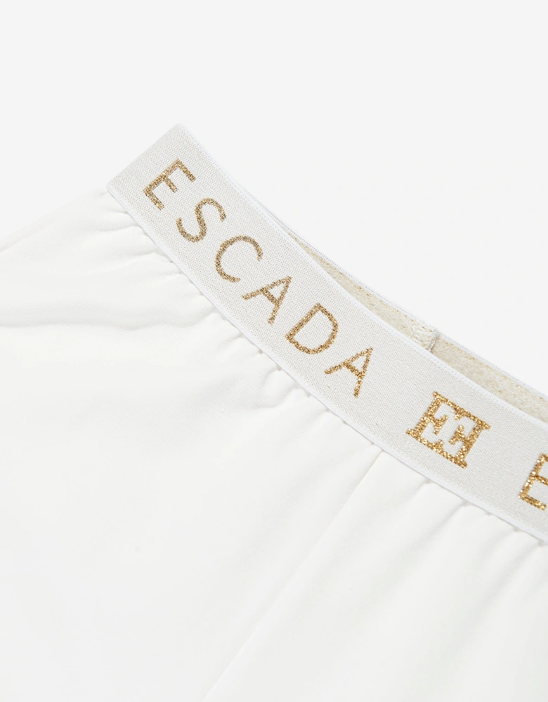 Girls Embroidered Logo Bottoms in Ivory