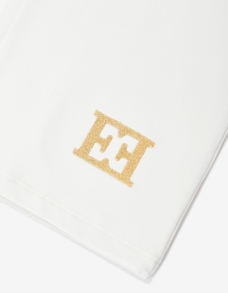 Girls Embroidered Logo Bottoms in Ivory