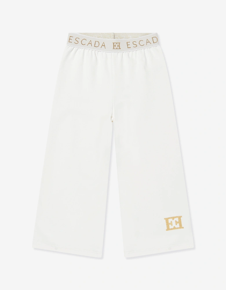 Girls Embroidered Logo Bottoms in Ivory