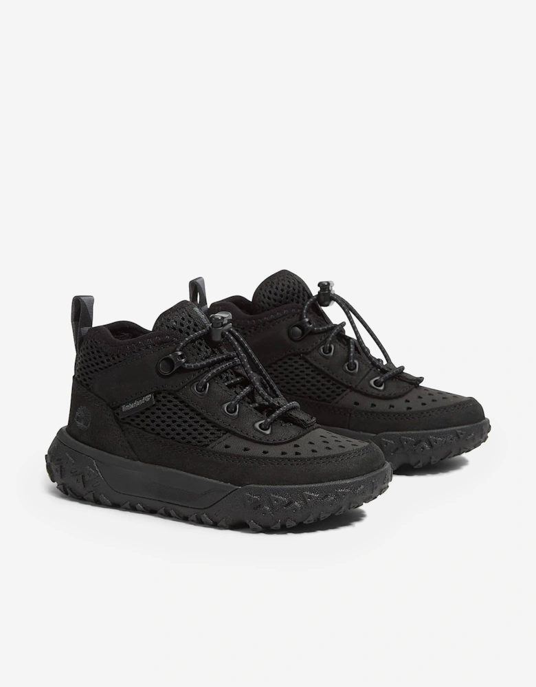Boys Greenstride Motion 6-Mid Lace Up Trainers in Black