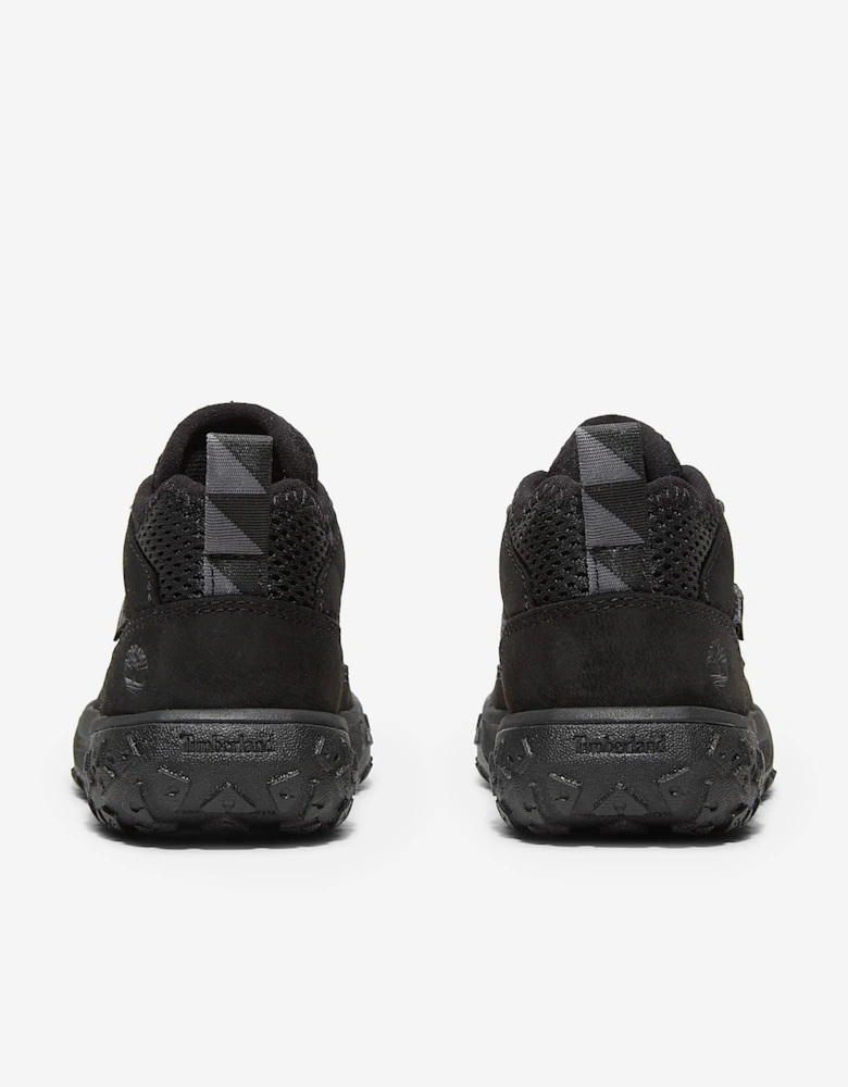 Boys Greenstride Motion 6-Mid Lace Up Trainers in Black