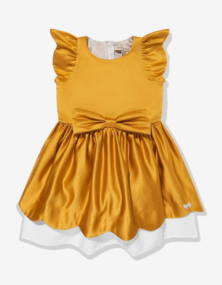 Girls Scalloped Bodice Dress in Yellow