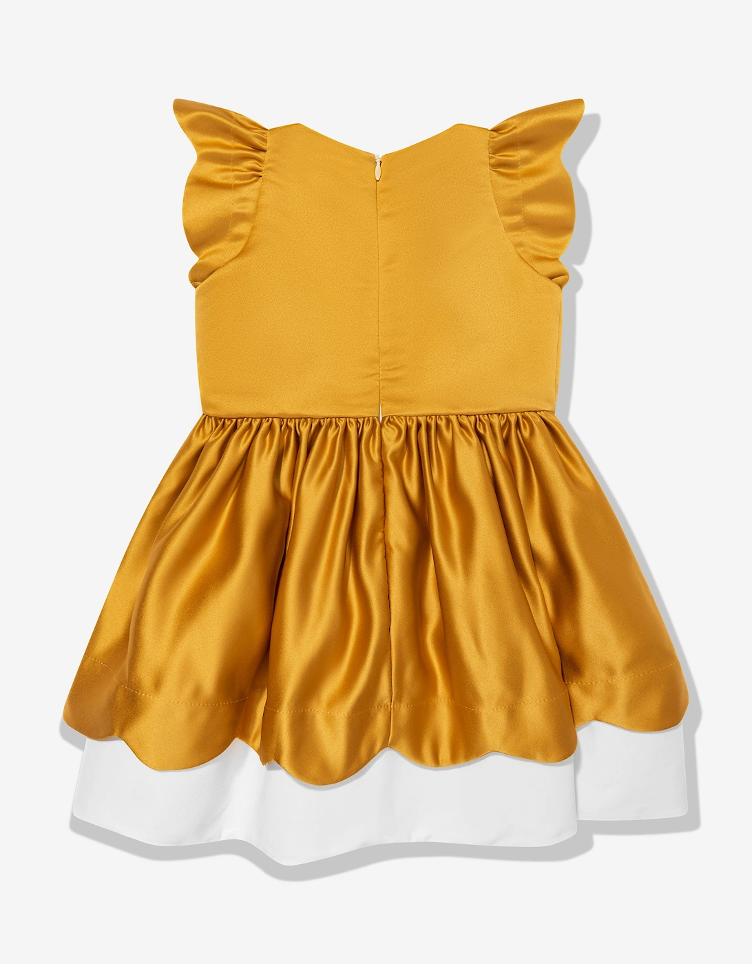 Girls Scalloped Bodice Dress in Yellow