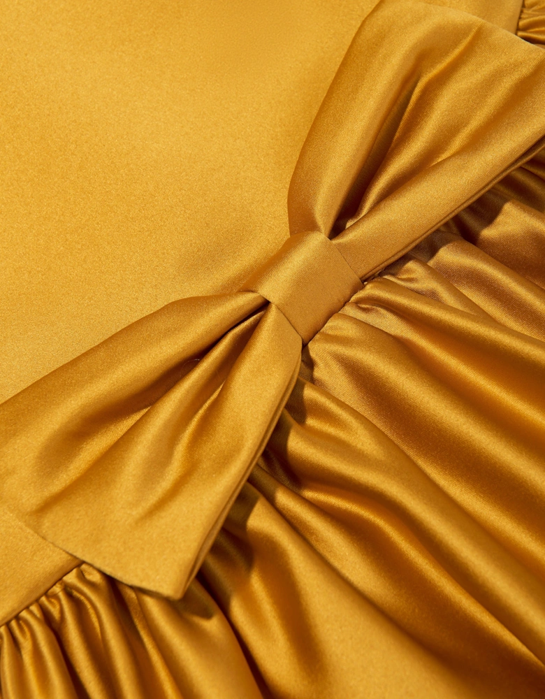 Girls Scalloped Bodice Dress in Yellow