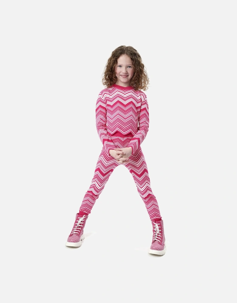 Girls Zigzag Knitted Jumper in Pink