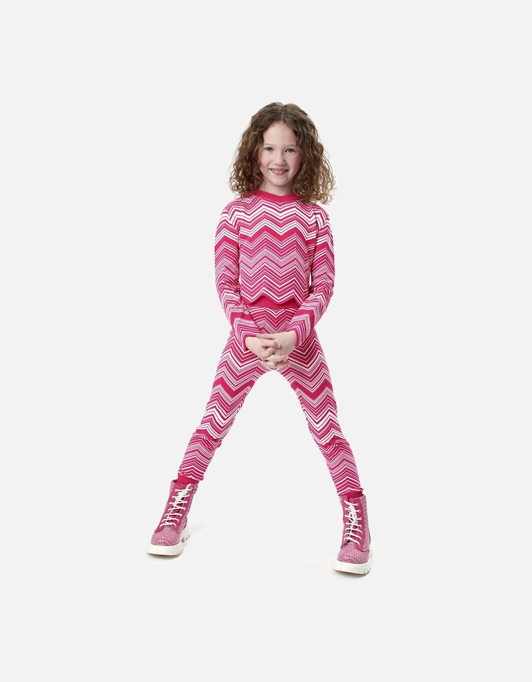 Girls Zigzag Knitted Jumper in Pink