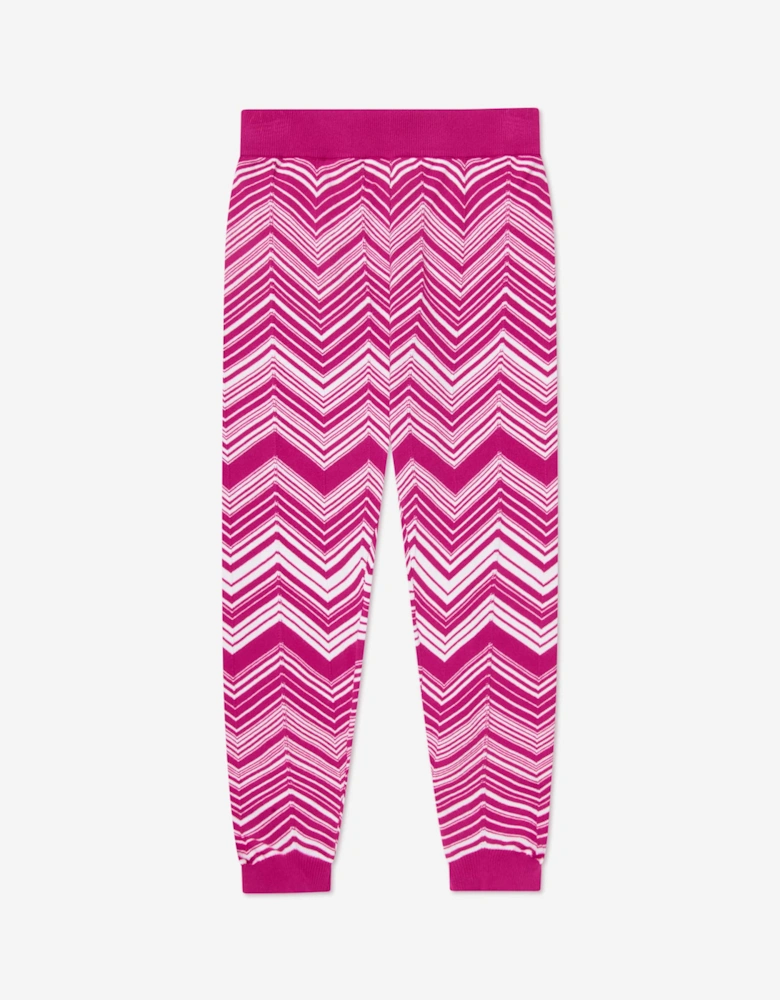 Girls Zigzag Knitted Leggings in Pink