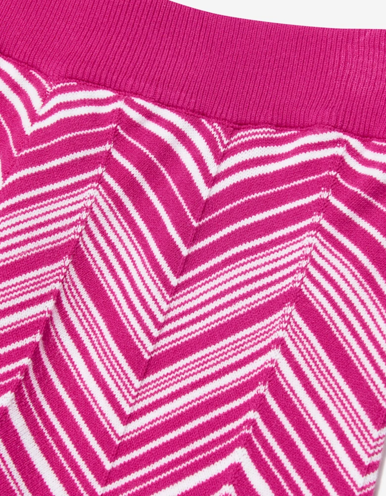 Girls Zigzag Knitted Leggings in Pink