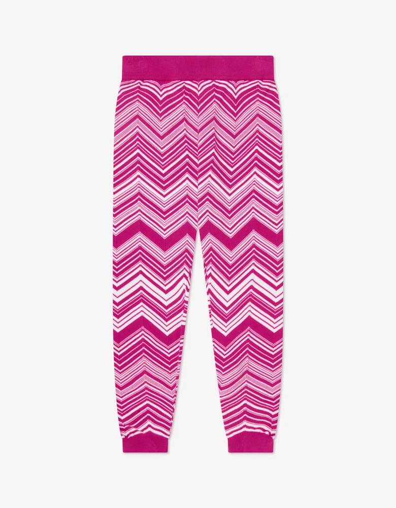 Girls Zigzag Knitted Leggings in Pink