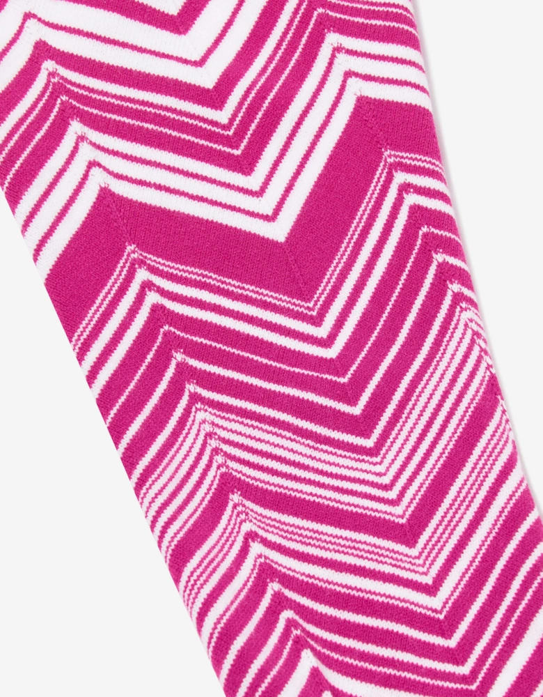 Girls Zigzag Knitted Leggings in Pink