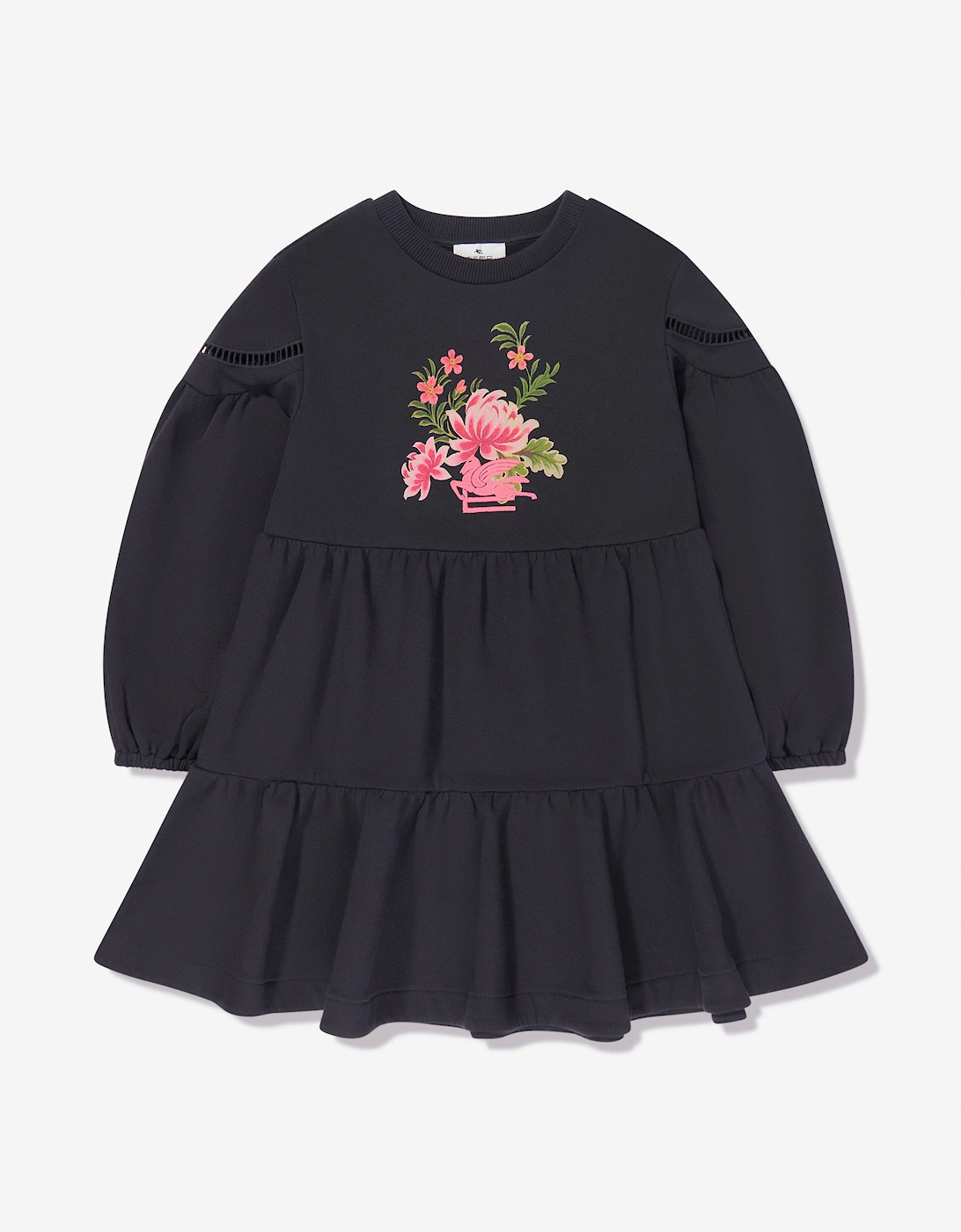 Girls Flower Jersey Dress in Navy, 5 of 4