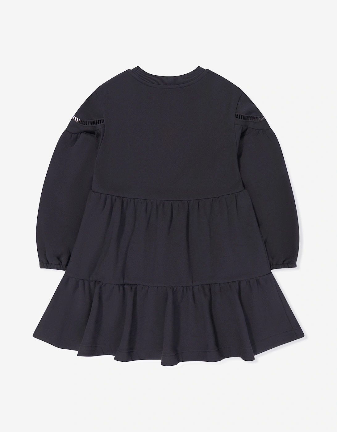 Girls Flower Jersey Dress in Navy