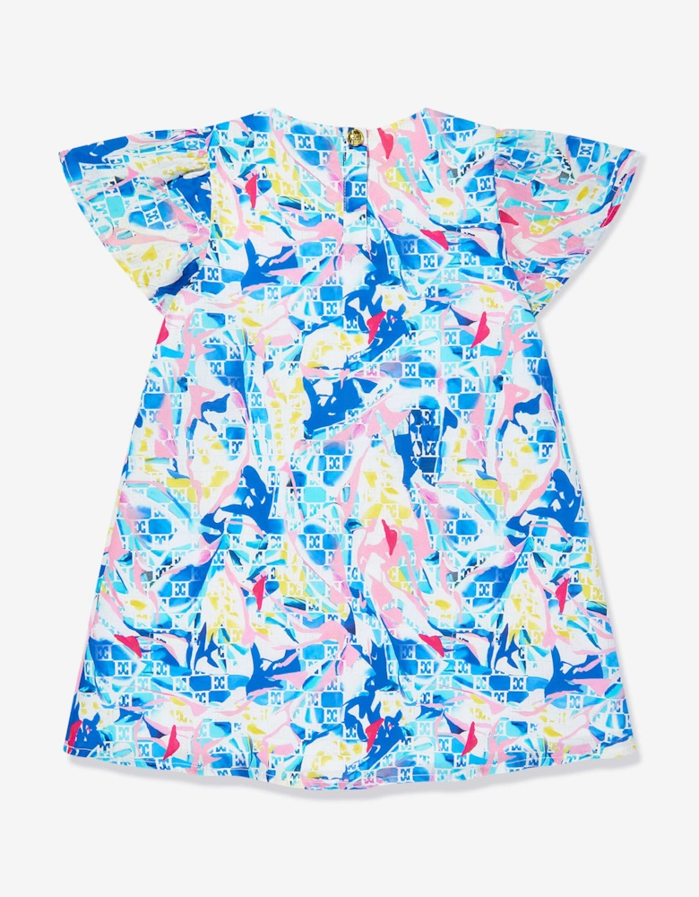 Girls Batiste Printed Dress in Blue