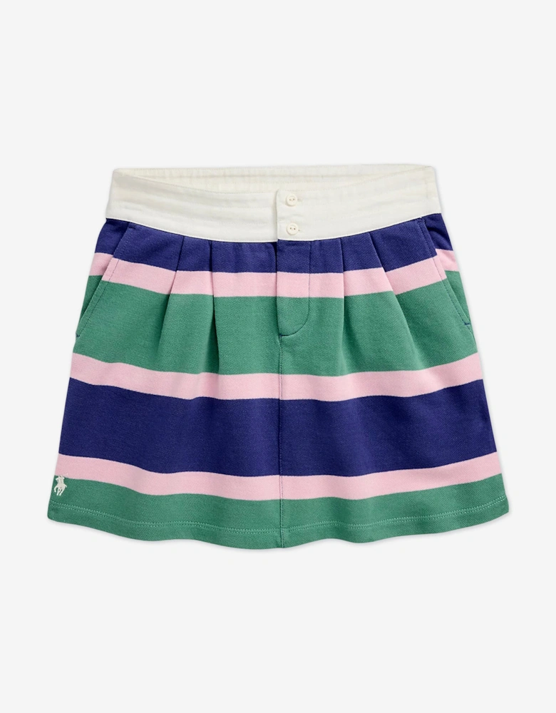 Girls Loopback Terry Rugby Skirt in Green