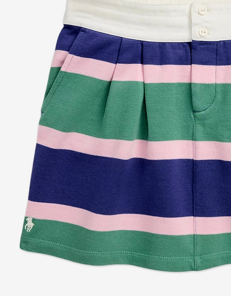 Girls Loopback Terry Rugby Skirt in Green