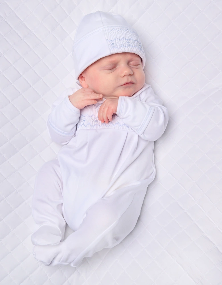 Baby Boys Smocked Hat in White