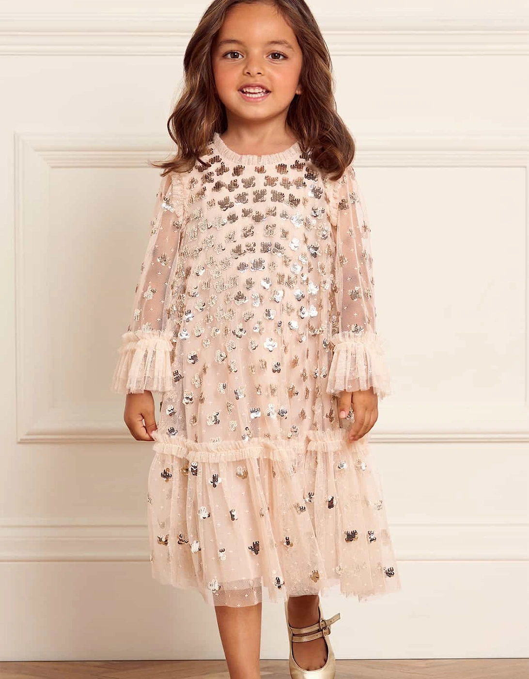 Girls Glisten Tulle Dress in Pink