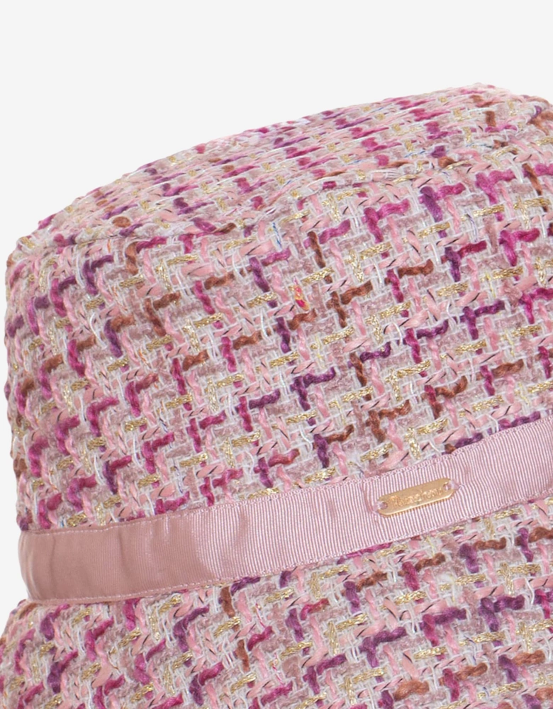 Girls Tweed Bucket Hat in Pink