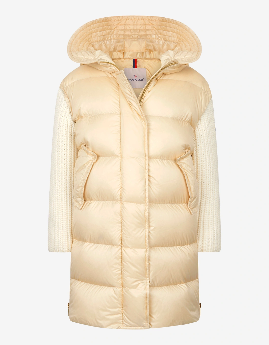 Girls Katife Long Parka in Ivory