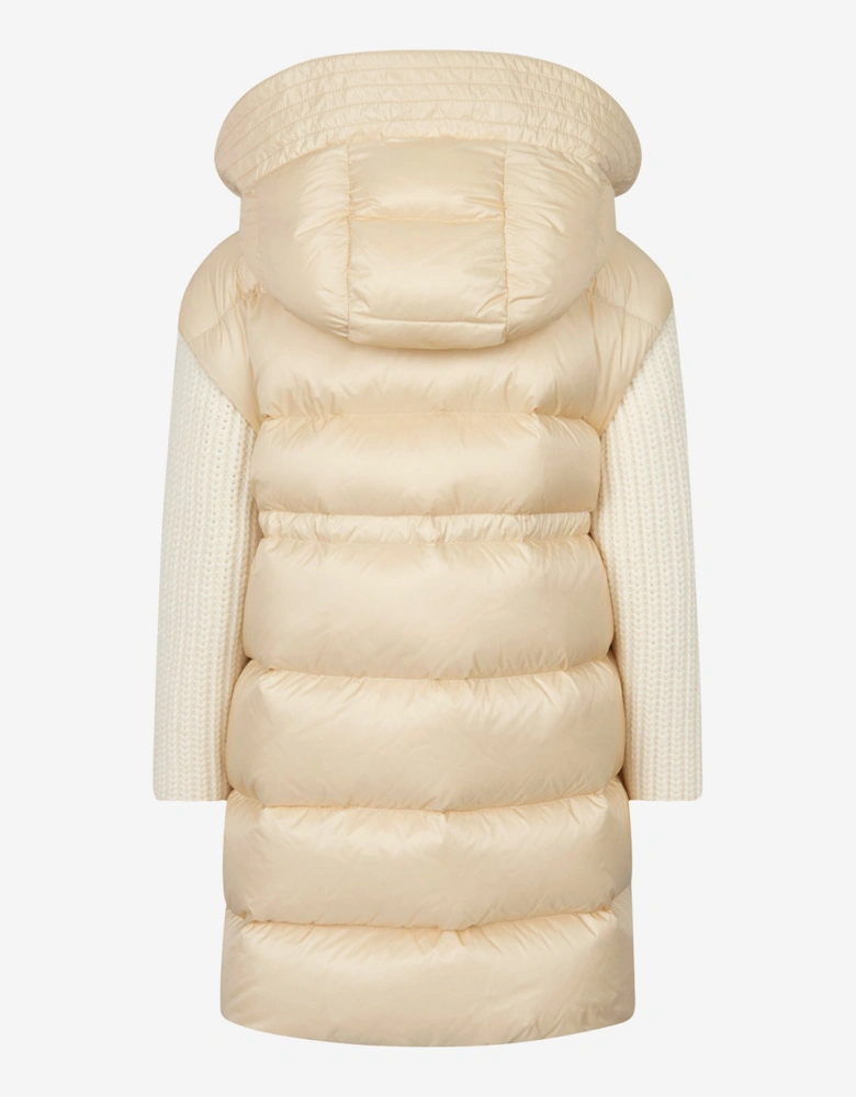 Girls Katife Long Parka in Ivory