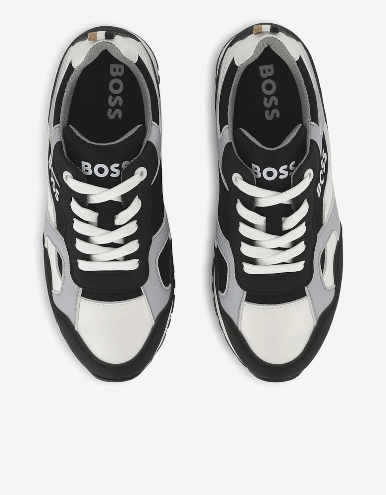 BOSS Boys Lace Up Logo Trainers in Black
