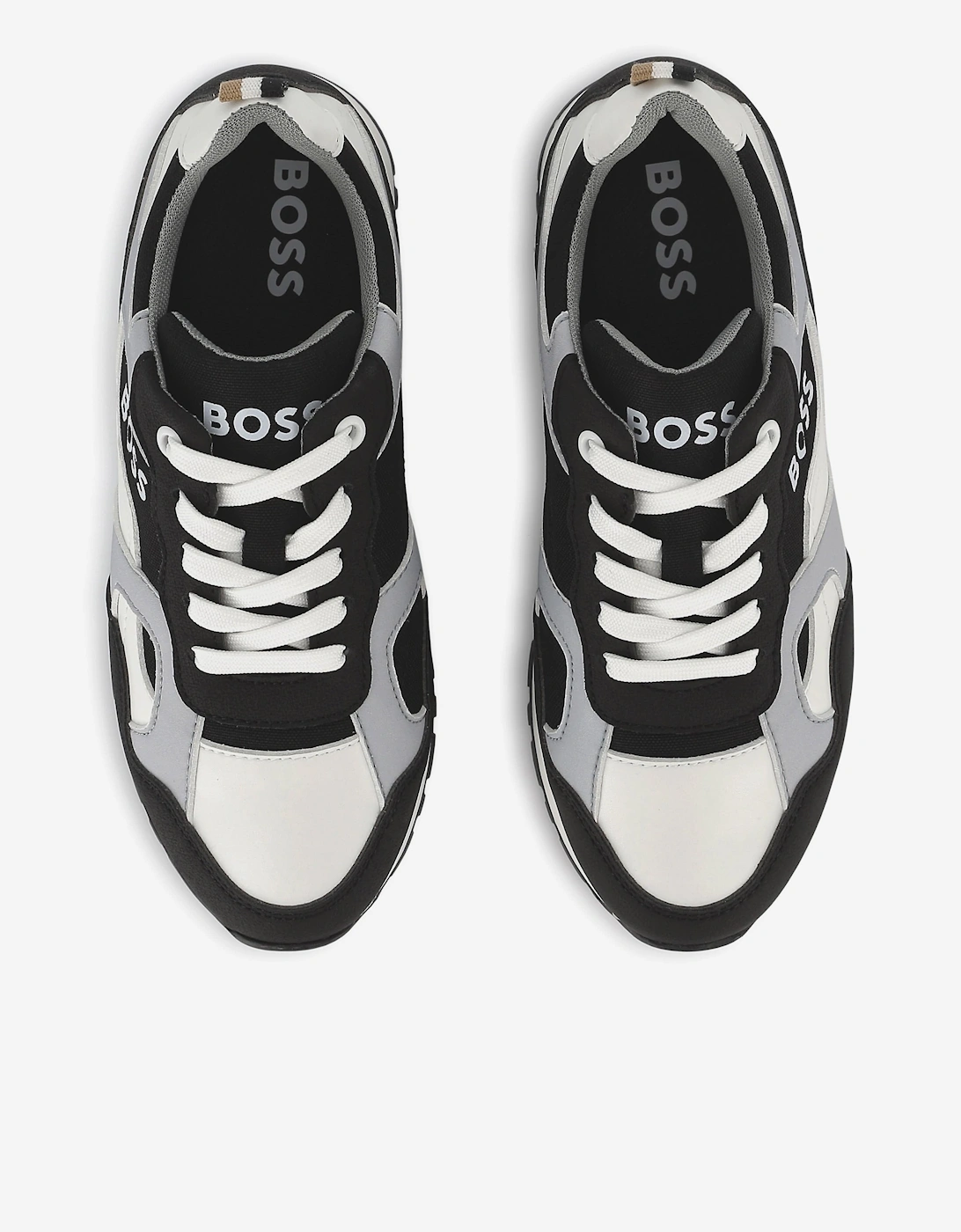 BOSS Boys Lace Up Logo Trainers in Black