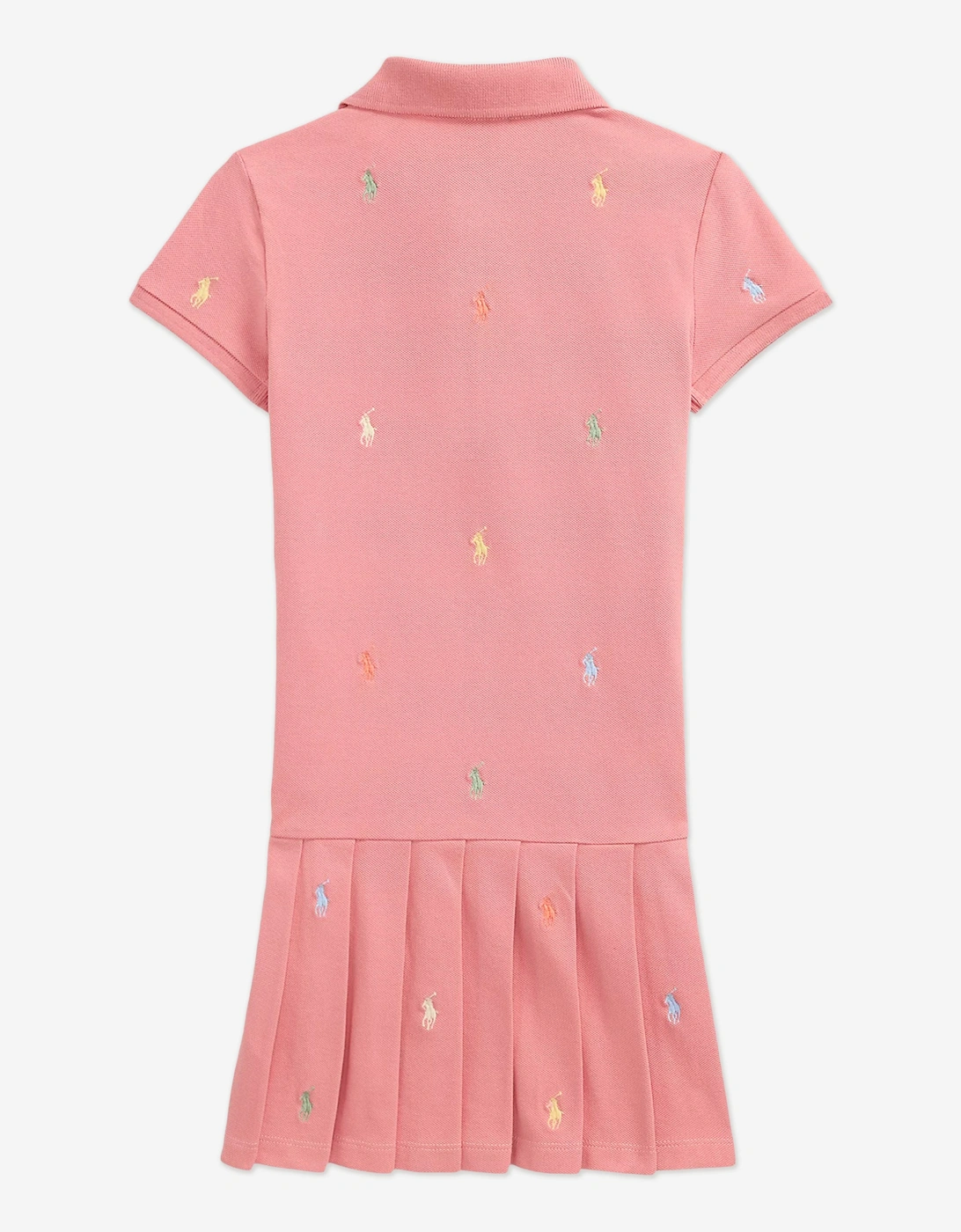 Girls Stretch Mesh Polo Dress in Pink