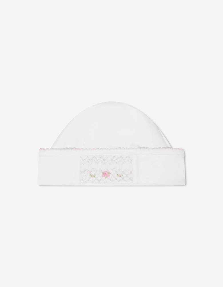 Baby Girls Smocked Hat in White