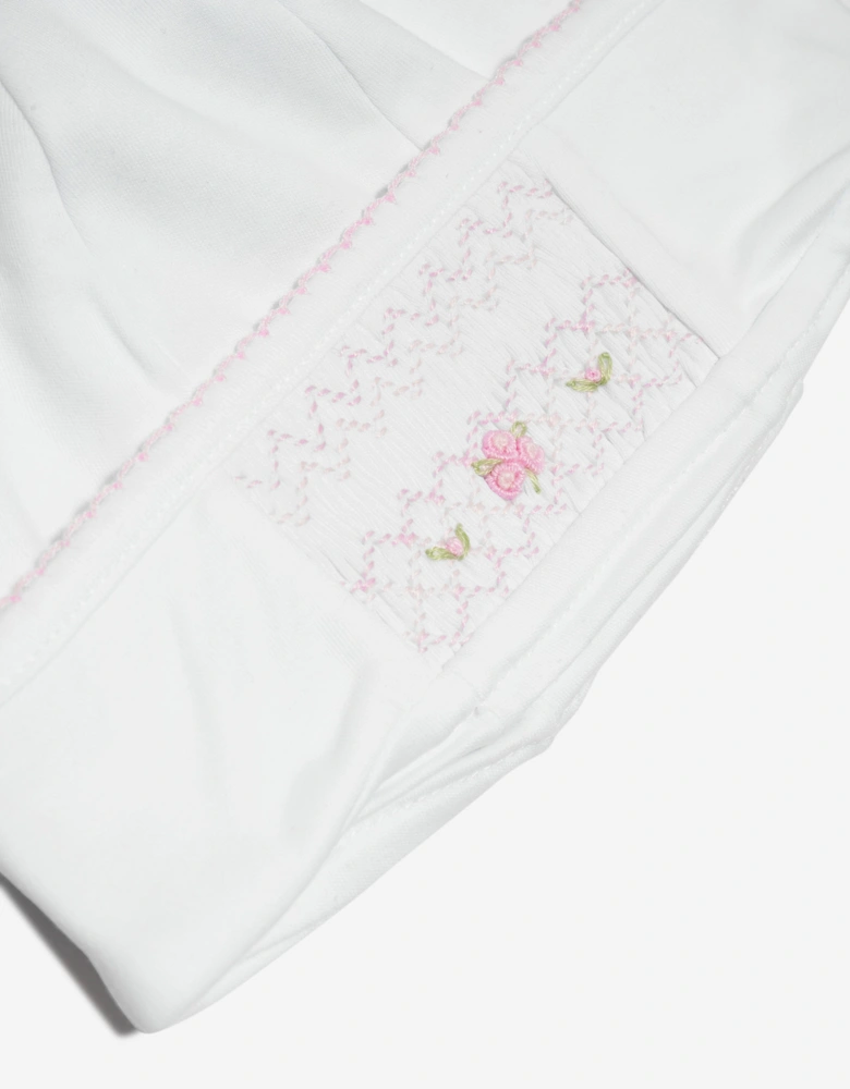 Baby Girls Smocked Hat in White